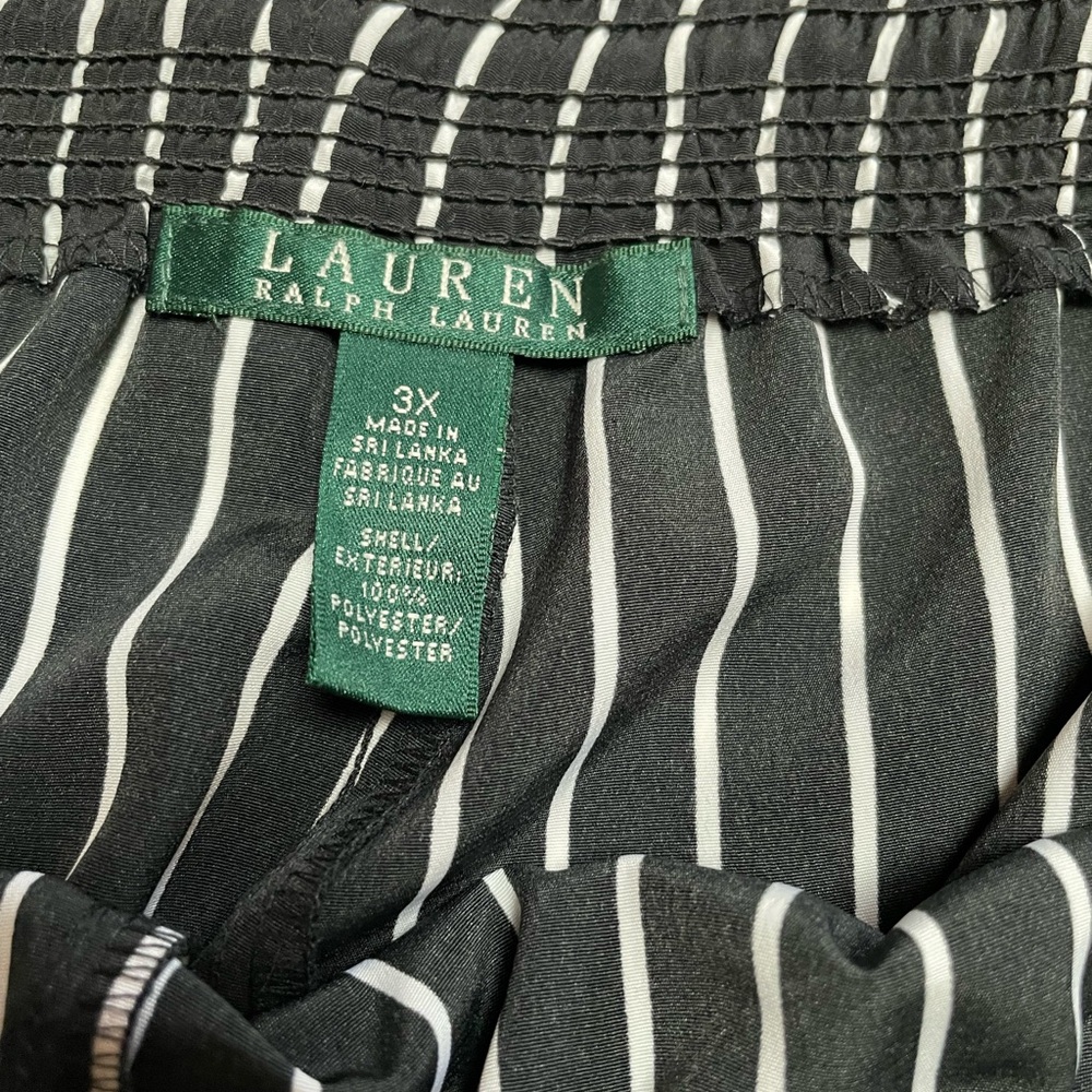 Ralph Lauren NWT Plus Size Wide Leg Pants 3X Pockets Black Striped Versatile